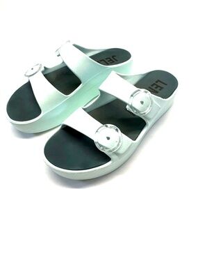 Lemon Jelly Gaia Aqua Green Vegan Platform Slide Sandals - EU 41 / US 10